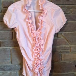 Loft ruffle button up shirt